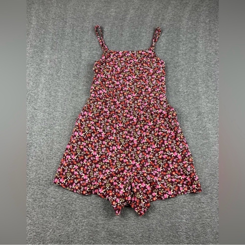 Old Navy Floral Romper in Black with Pink & Red Flowers